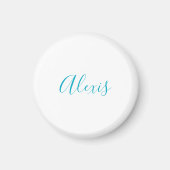 Aimant Calligraphie de nom Script Plain Simple Blanc Bleu (Devant)
