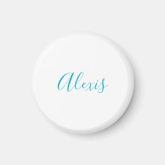 Aimant Calligraphie de nom Script Plain Simple Blanc Bleu