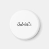 Aimant Calligraphie Élégant Gris Blanc Simple Nom (Devant)