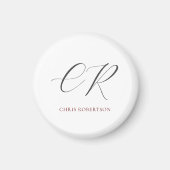 Aimant Calligraphie Monogramme Nom Black White Cadeau per (Devant)