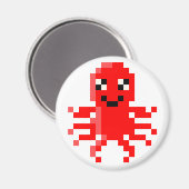 Aimant Calmar à Pixel Rouge (Recto/Verso)