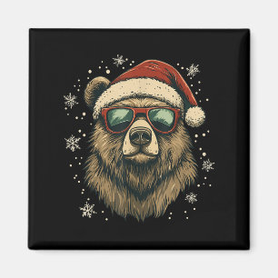 Aimant Calot de Père Noël Ours Brun Drôle Mignon Amoureux