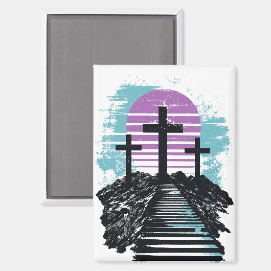 Aimant Calvaire Golgotha c'est fini Moderne chrétien (Recto/Verso)
