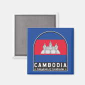 Aimant Cambodge - Emblème Distorsion Vintage (Recto/Verso)