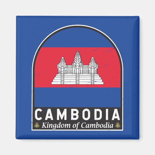 Aimant Cambodge - Emblème Distorsion Vintage (Devant)