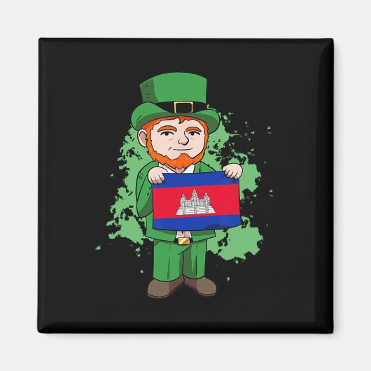 Aimant Cambodge Fier Drapeau cambodgien Saint-Patricks Da (Devant)