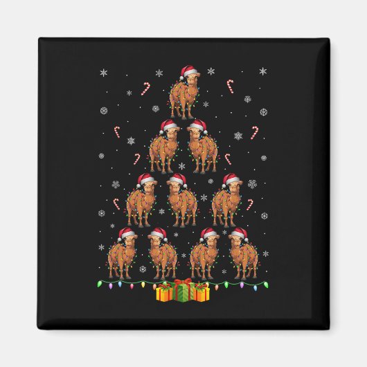 Aimant Camel Santa Hat Noël Lumières Hommes Femmes Noël T (Devant)