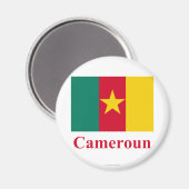 Aimant Cameroun Drapeau avec nom en français (Recto/Verso)