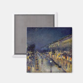 Aimant Camille Pissarro - Boulevard Montmartre en nuit (Recto/Verso)
