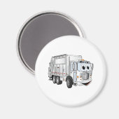 Aimant Camion à ordures blanc souriant (Recto/Verso)