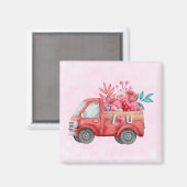 Aimant Camion d'amour mignon avec Coeur Cargo Aquarelle (Recto/Verso)