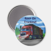 Aimant Camion de fret rouge pour enfants et camionneurs (Recto/Verso)