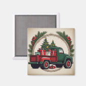 Aimant Camion de Noël avec arbres et cadeaux (Recto/Verso)