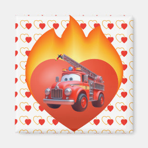 Aimant Camion de pompiers mignon pour la Saint-Valentin