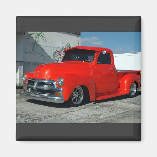 Aimant Camion de ramassage customisé rouge (Devant)