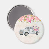 Aimant Camion de ramassage vintage Aquarelle rustique (Recto/Verso)