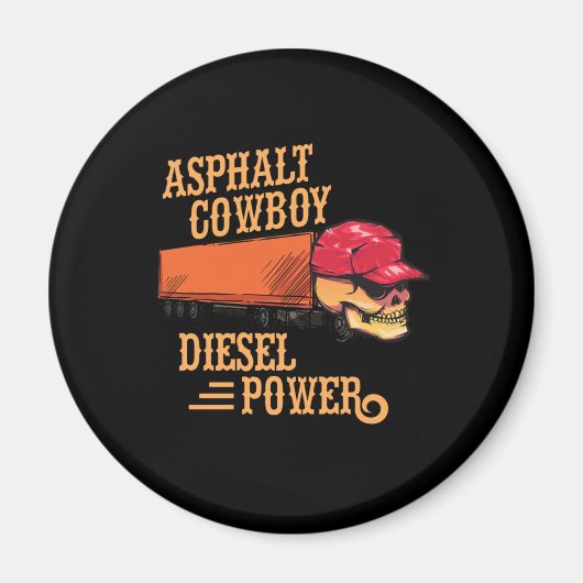 Aimant Camion Driver Trucker Skull Asphalte Cowboy Diesel (Devant)