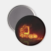 Aimant Camion feu rouge dans les flammes d'incendie (Recto/Verso)