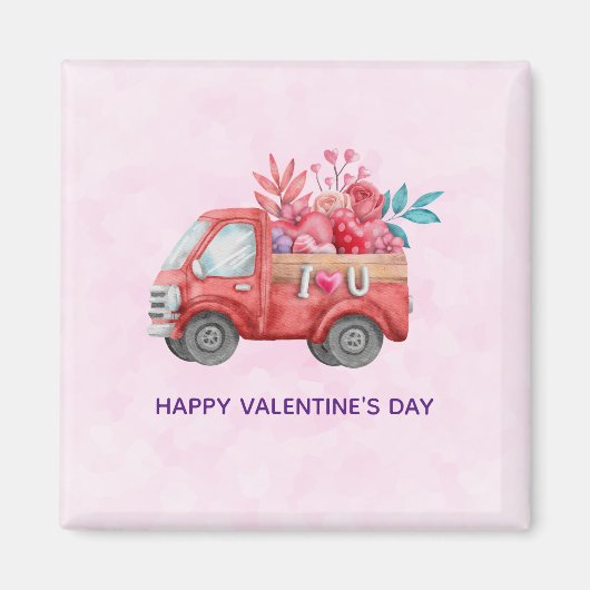 Aimant Camion mignon Love portant des bonbons Valentine (Devant)