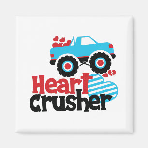 Aimant Camion Monstre Bleu Écraser Cœur Saint Valentin