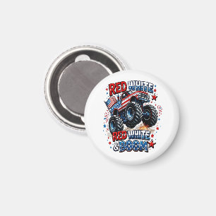Aimant Camion Monstre Red White Boom