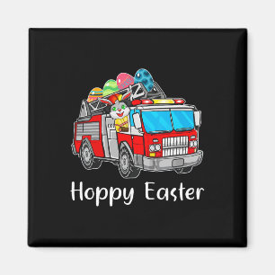 Aimant Camion Pompier Jour de Pâques oeufs de lapin Joyeu