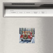Aimant Camion rouge de Noël Beagle Fêtes (In Situ (Lave-vaisselle))