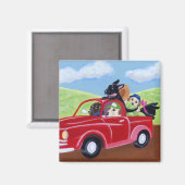 Aimant Camion rouge et Labrador (Recto/Verso)