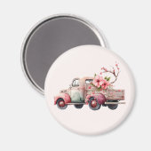 Aimant Camion Vintage rose (Recto/Verso)