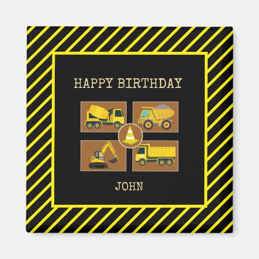 Aimant Camions de construction | Décor Anniversaire de en (Devant)