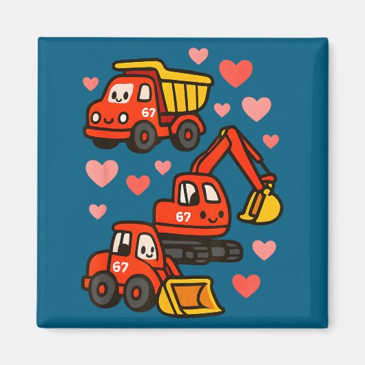Aimant Camions de construction pour la Saint-Valentin Des (Devant)