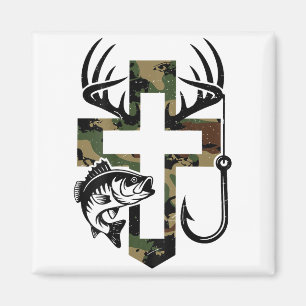 Aimant Camo de jeunesse Foi Chasse Pêche Croix Crochet Ch
