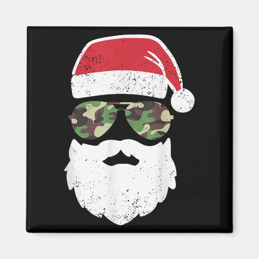 Aimant Camo Santa Claus Sungles Funny Camo Camo de Noël C (Devant)