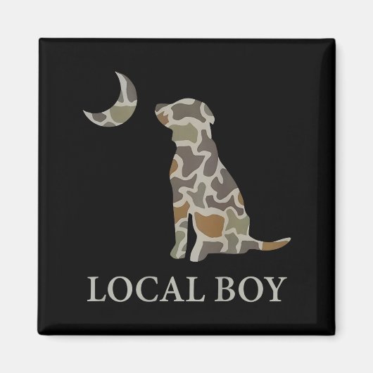 Aimant Camo Southern Local Boy Duck Hunting Black Lab Out (Devant)