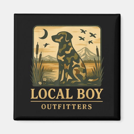 Aimant Camo Southern Local Boy Duck Hunting Black Lab Out (Devant)