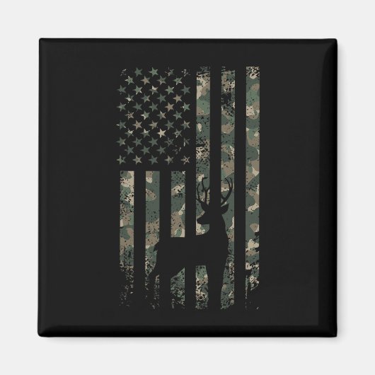 Aimant Camo Us Drapeau Cerf Elk Buck Camouflage Chasse Ch (Devant)