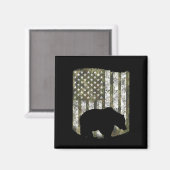 Aimant Camo Us Drapeau Ours Grizzli Camoflage Chasse Chas (Recto/Verso)