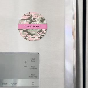 Aimant Camouflage rose et vert Personnalisez votre nom