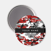Aimant Camouflage rouge et gris Votre nom Personnaliser (Recto/Verso)