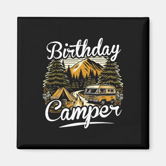 Aimant Campagne d'anniversaire de campeur  (Devant)