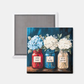 Aimant Campagne Vintage en floraison Hydrangea Trio (Recto/Verso)