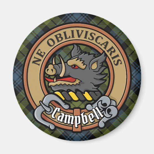 Aimant Campbell Crest sur Tartan (Devant)