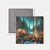 Aimant Camping avec de jolies lumières (Recto/Verso)