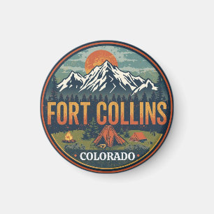 Aimant camping en montagne vintage fort colllins colorado