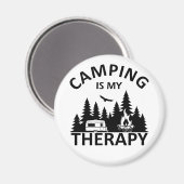 Aimant Camping est ma thérapie drôle slogan de camper (Recto/Verso)