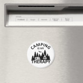Aimant Camping est ma thérapie drôle slogan de camper (In Situ (Lave-vaisselle))
