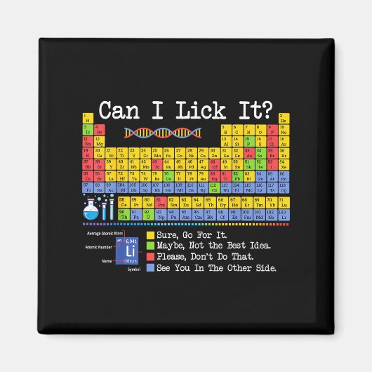 Aimant Can I Lick It Periodic Table Funny Science Teacher (Devant)