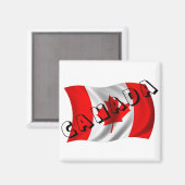 Aimant CANADA Texte sur le drapeau canadien (Recto/Verso)