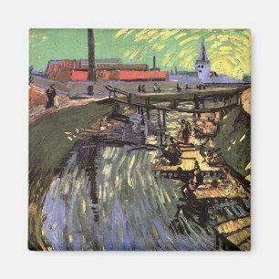 Aimant Canal avec des femmes faisant la lessive par Vince