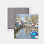 Aimant Canal d'Amsterdam avec bateaux (Recto/Verso)